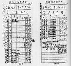 文玉珠の預金原簿